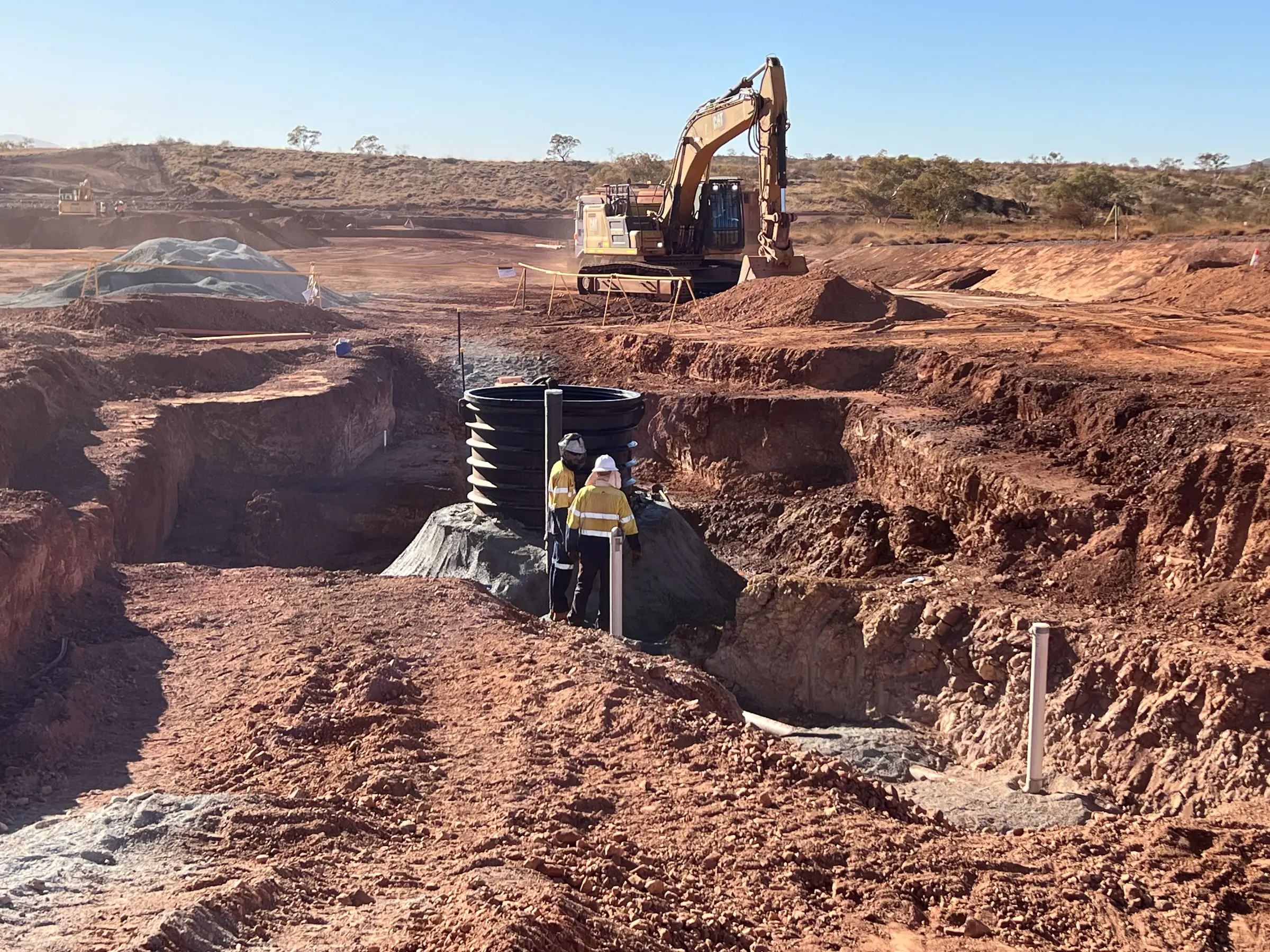 Civil works and services installation on a construction site